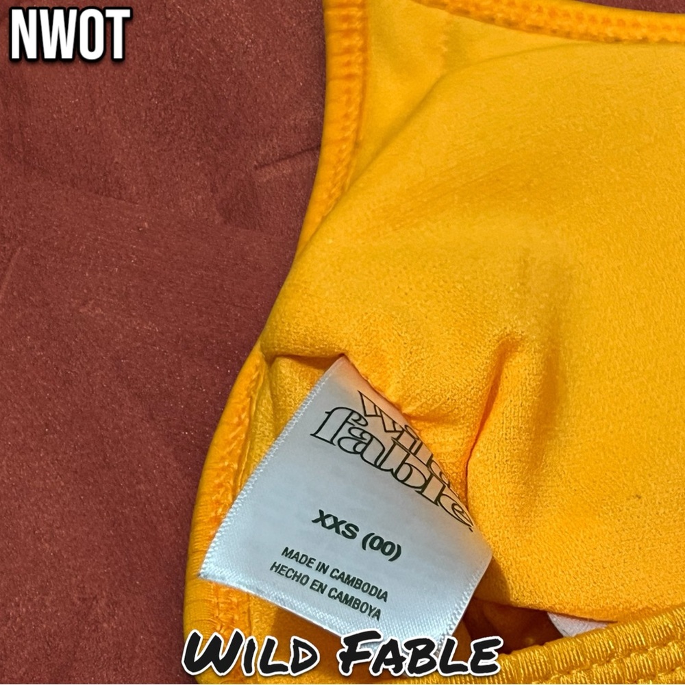 NWOT Wild Fable Mustard Yellow Crop Top Tank Top with Adjustable straps - Picture 5 of 6